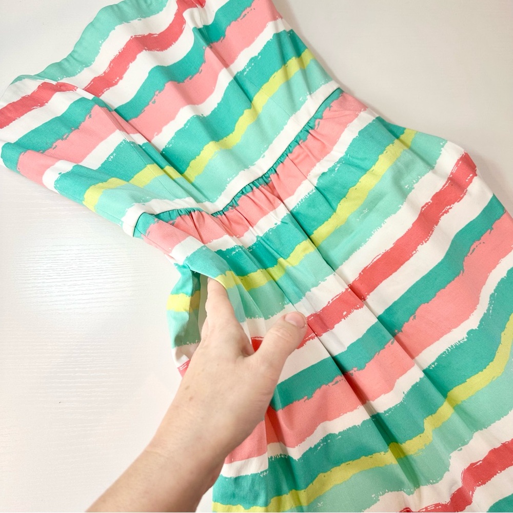 Vineyard Vines Painted Stripes Strapless Dress, Pink and Mint Green, 2 - Picture 9 of 14